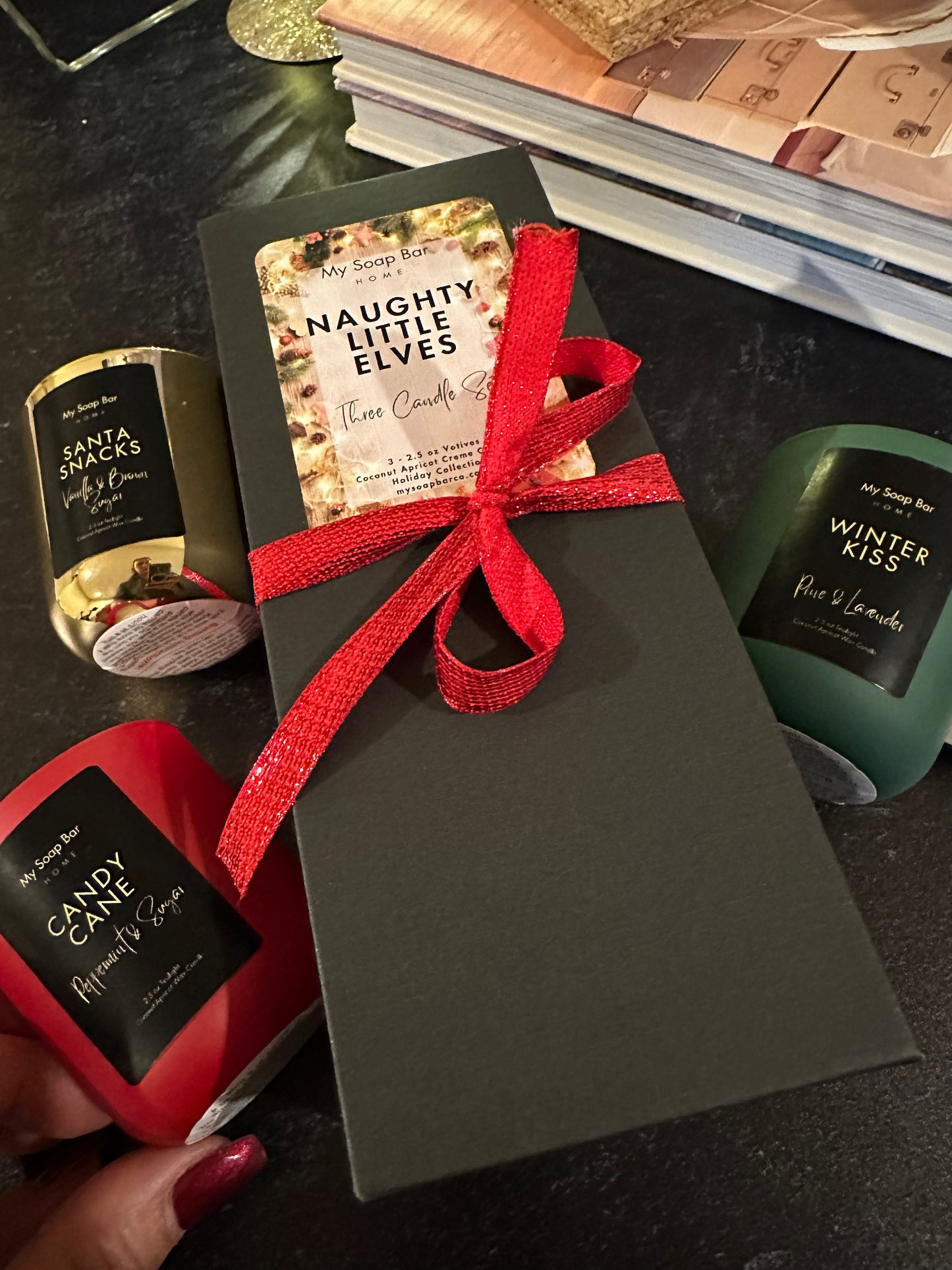 Naughty Little Elves Three Candle Trio